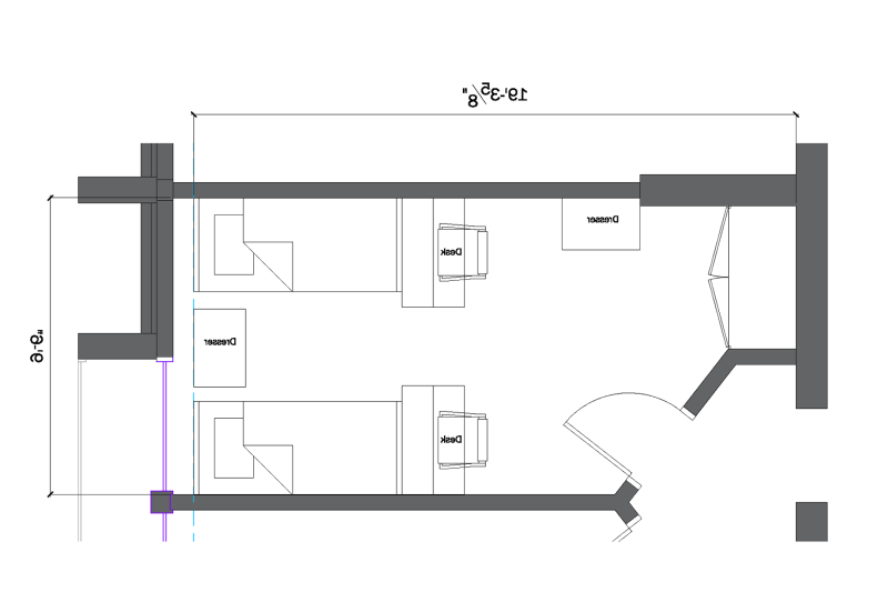 博尼法斯大厅一个典型房间的建筑平面图.